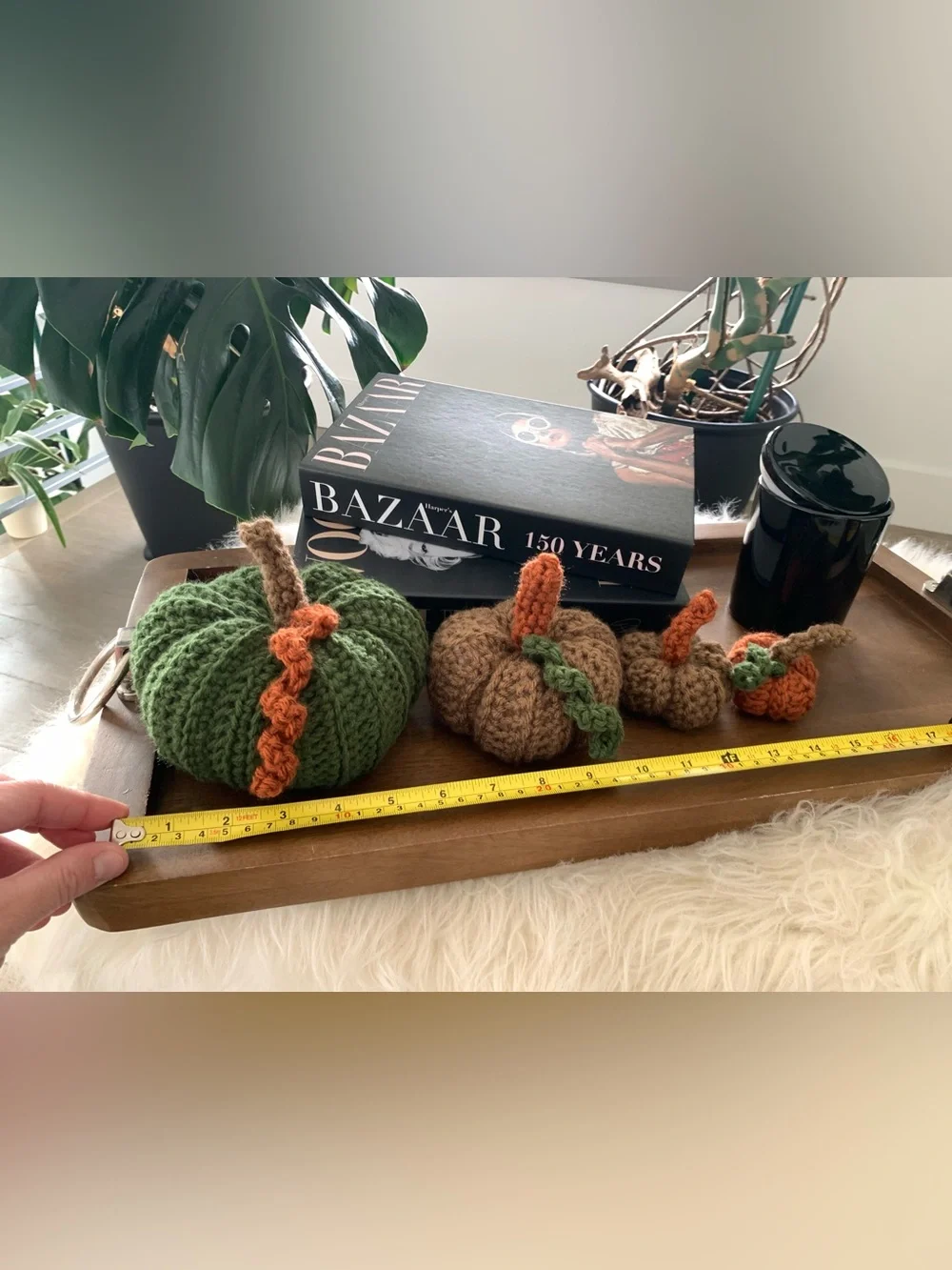Handmade crochet fall pumpkins set of four